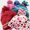 Inverno Kid Polar Fleece Hat / Cap com bola de lã de malha